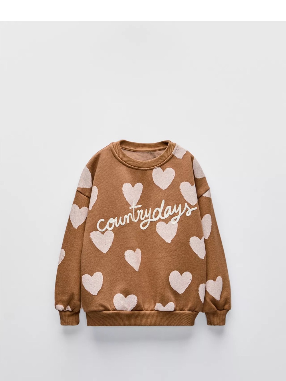 Zara Camel Color Heart Print 'Countrydays' Sweater